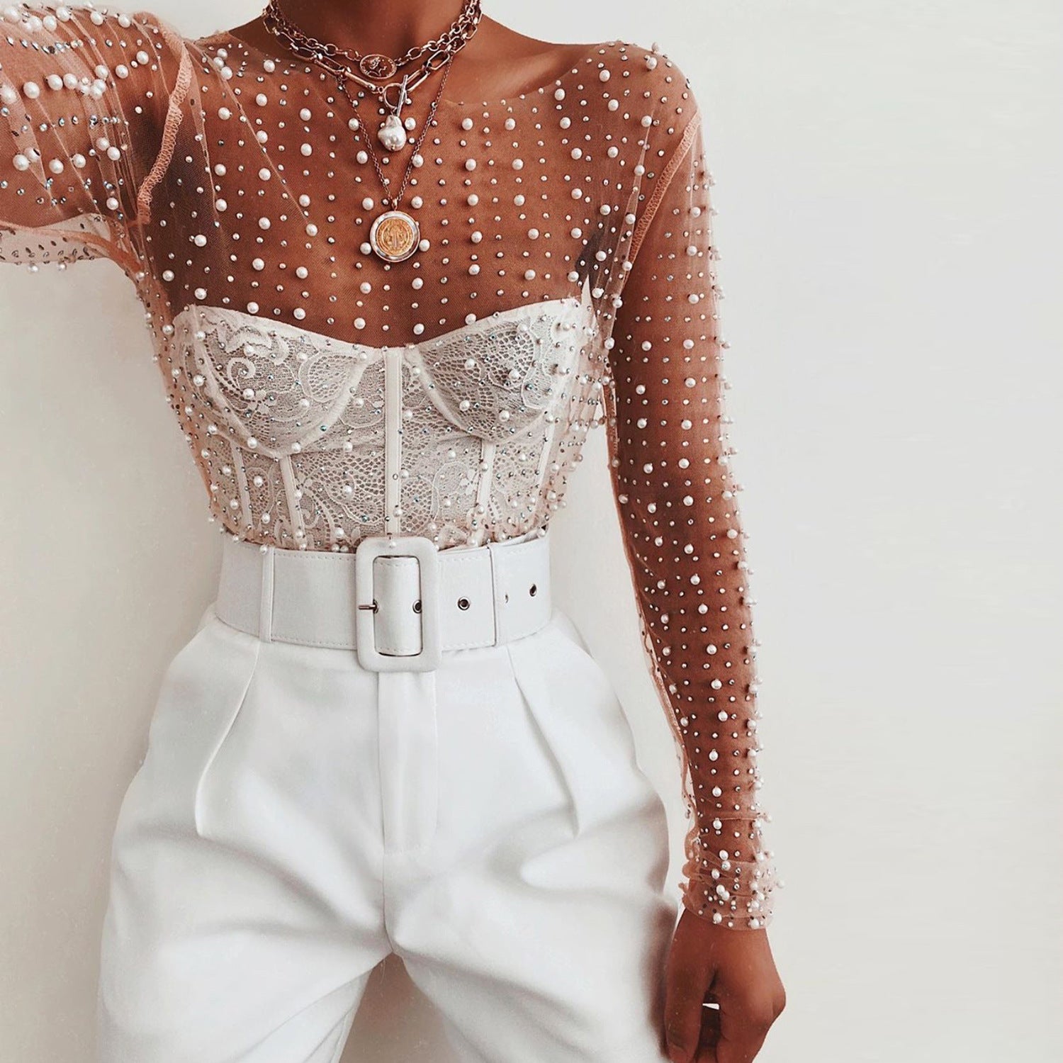 Luxe Diamond Mesh Crop Top