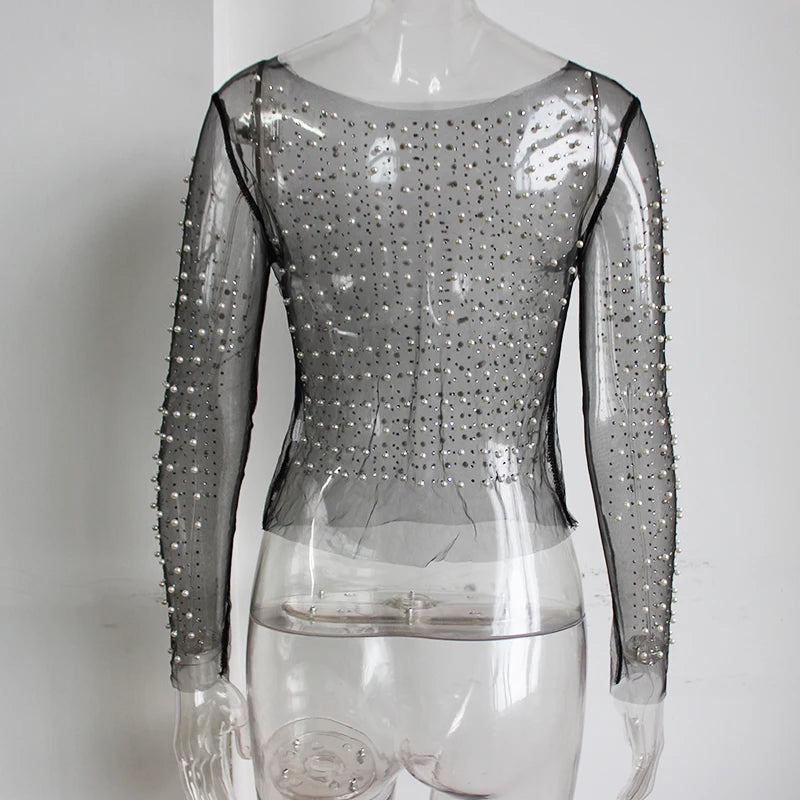 Luxe Diamond Mesh Crop Top