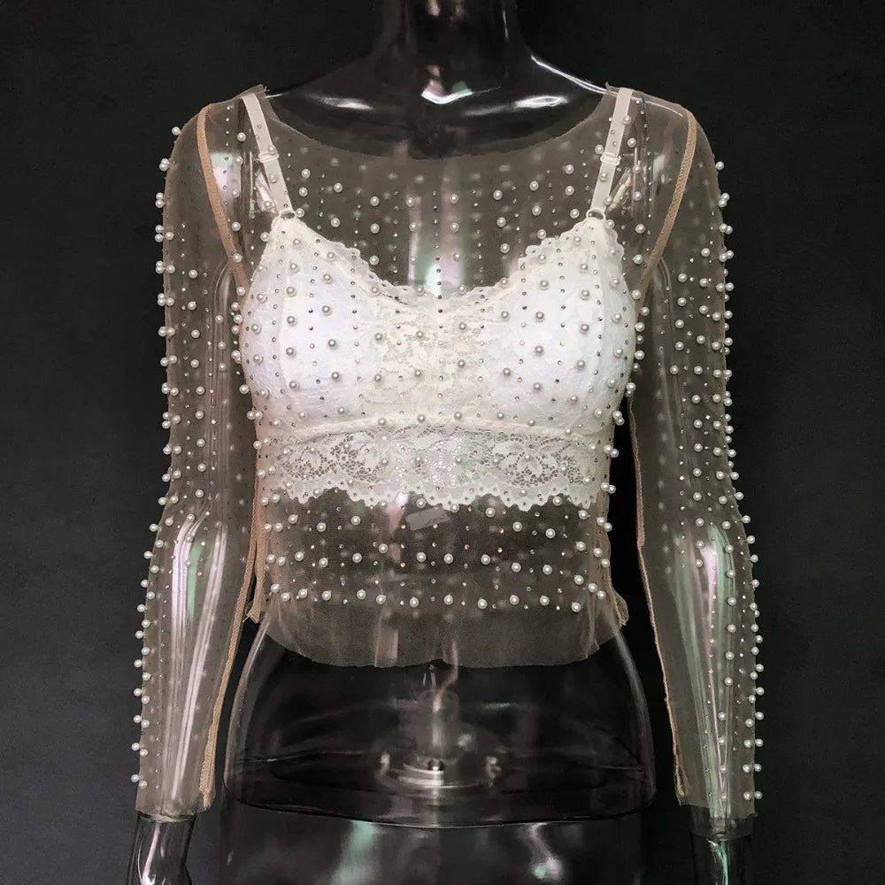 Luxe Diamond Mesh Crop Top
