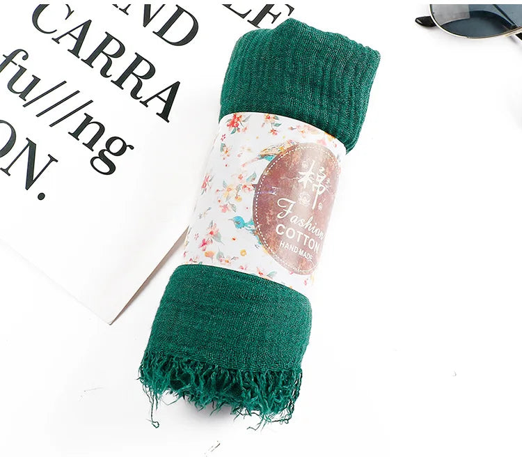 Trendora Crinkle Cotton Hijab — Luxe Square Scarf 90×90cm