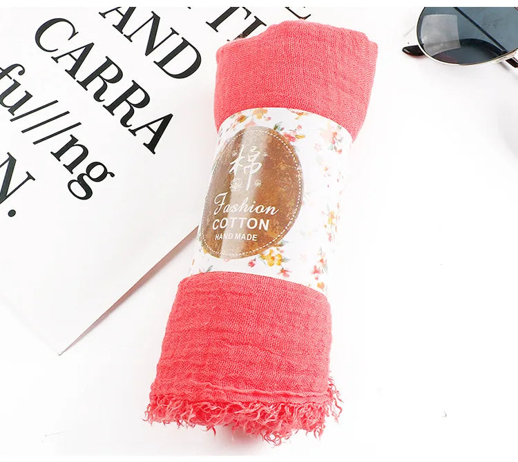 Trendora Crinkle Cotton Hijab — Luxe Square Scarf 90×90cm