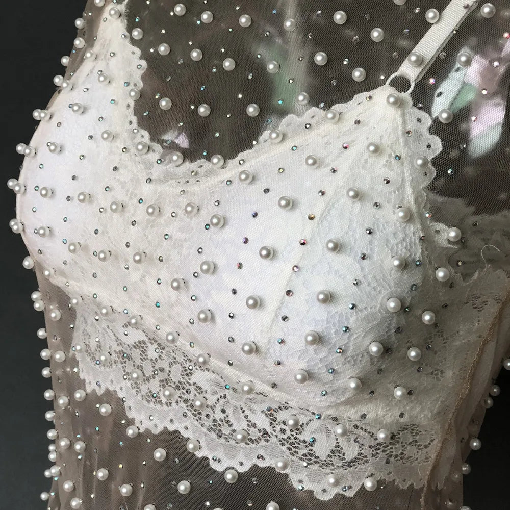 Luxe Diamond Mesh Crop Top