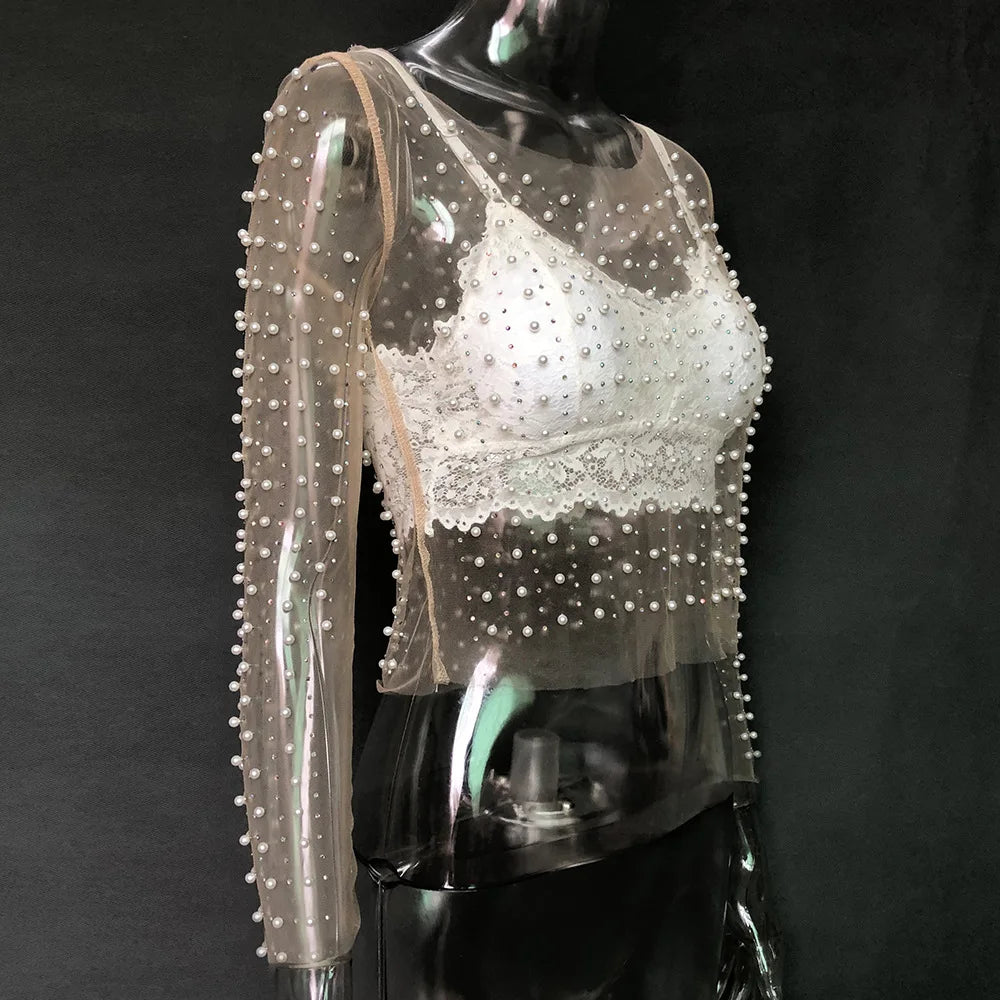 Luxe Diamond Mesh Crop Top