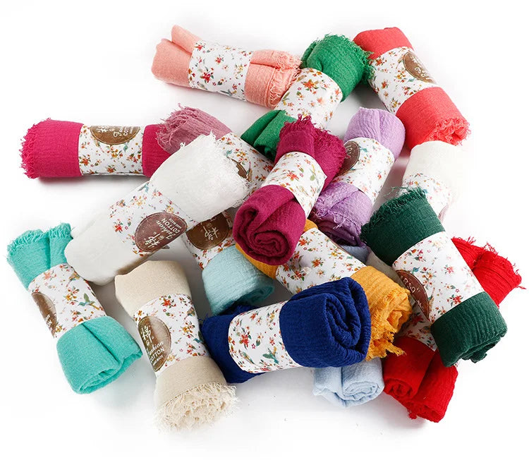 Trendora Crinkle Cotton Hijab — Luxe Square Scarf 90×90cm