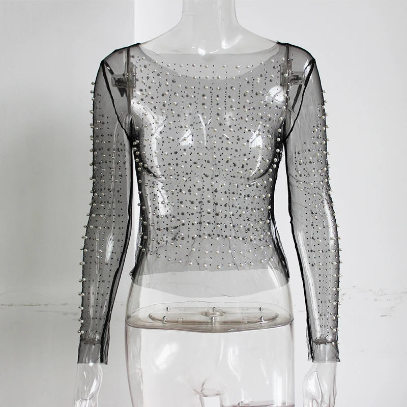 Luxe Diamond Mesh Crop Top