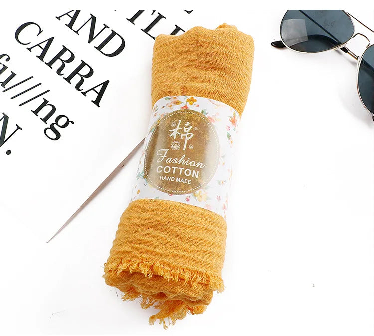 Trendora Crinkle Cotton Hijab — Luxe Square Scarf 90×90cm