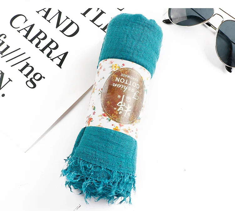 Trendora Crinkle Cotton Hijab — Luxe Square Scarf 90×90cm