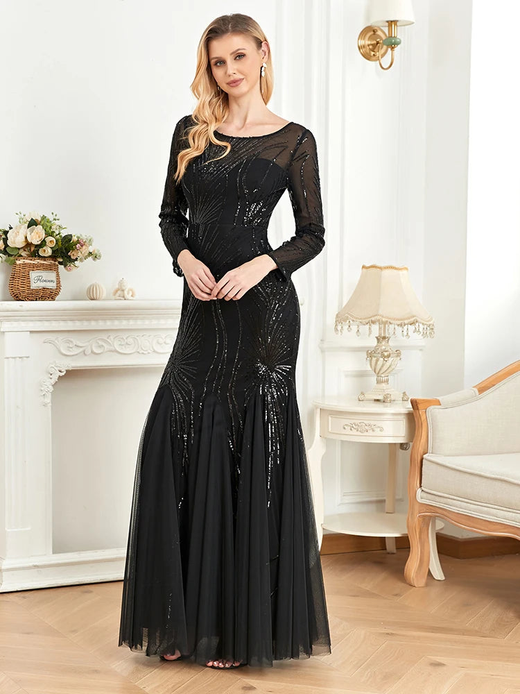 Luxe Sequin Tulle Mermaid Gown