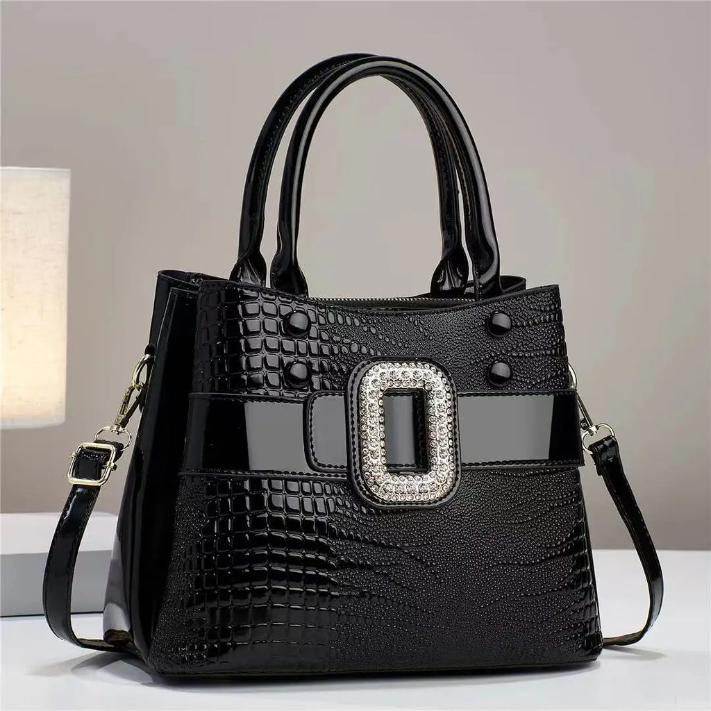 Luxury Croc Pattern Diamond Handbag