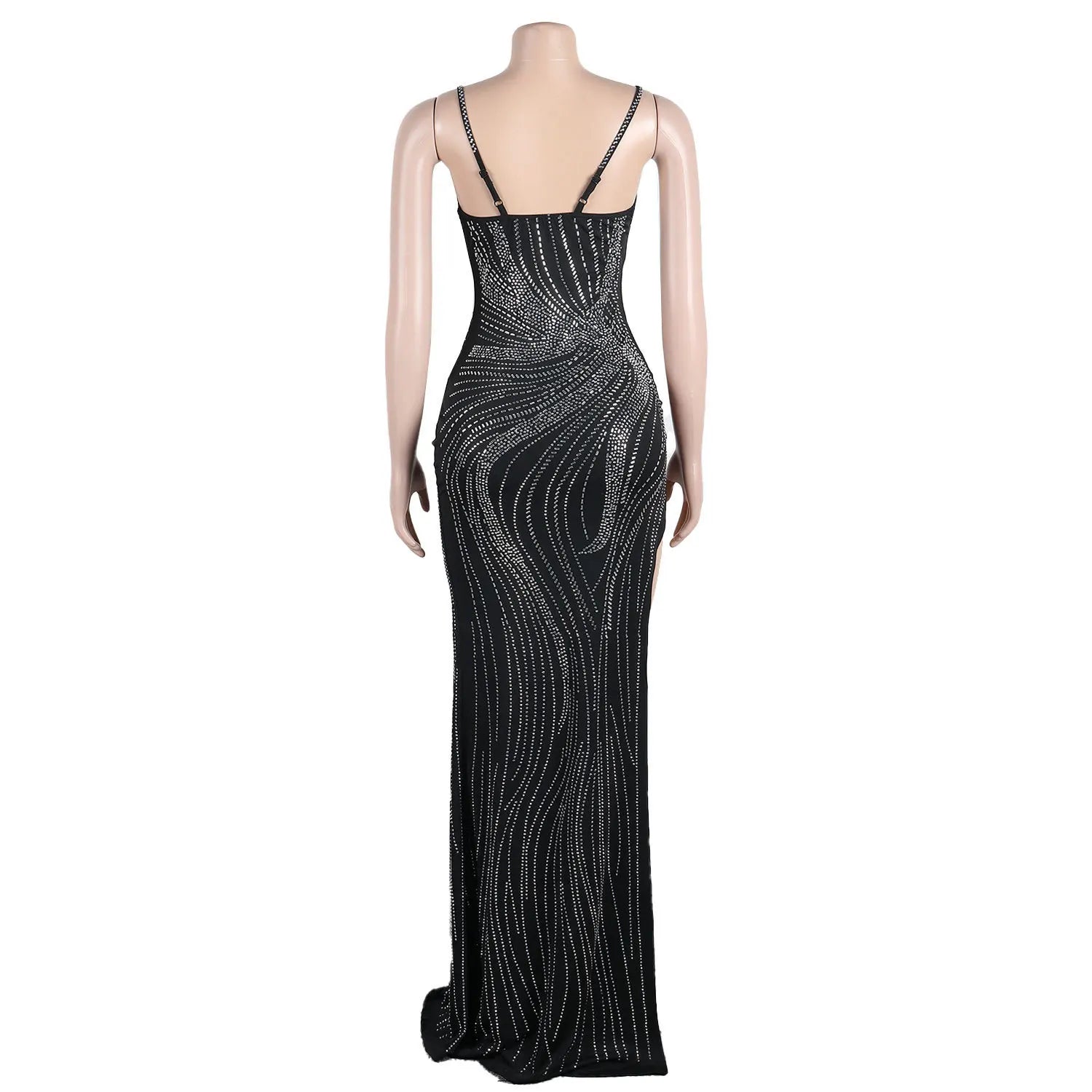 Luxe Black Crystal Maxi Dress
Chic Sparkle Mesh Maxi Dress