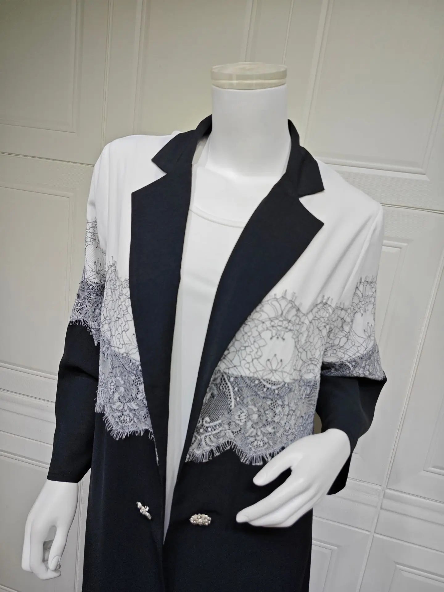 Lace Open Abaya With Scarf