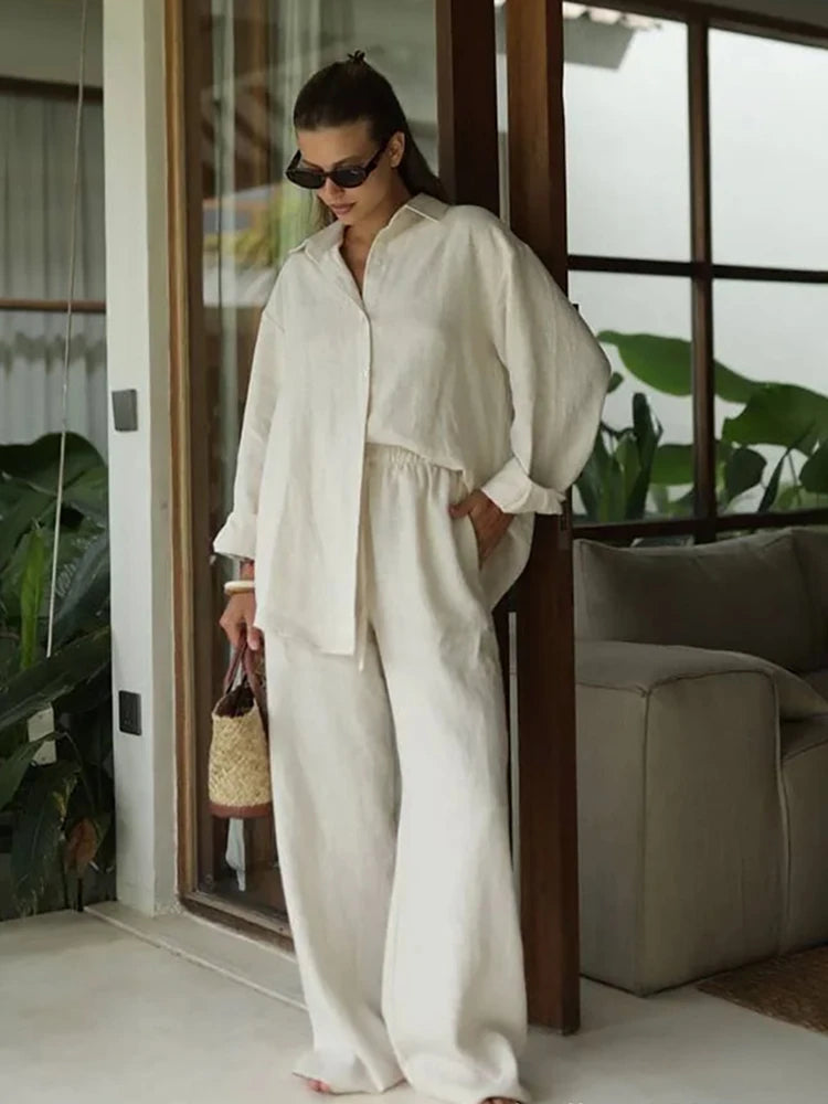 Effortless Elegance Cotton Two-Piece Set