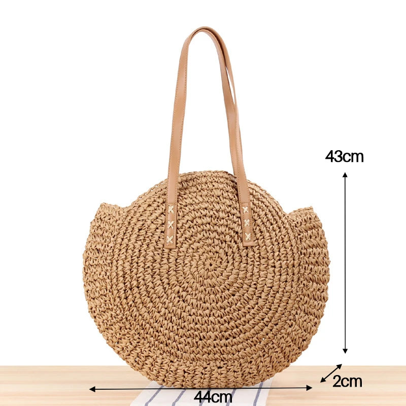 Boho Chic Round Straw Bag – Summer Vibes