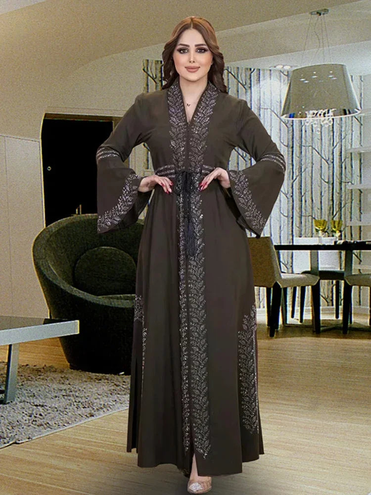 Flare Sleeve Belt Kaftan Abaya