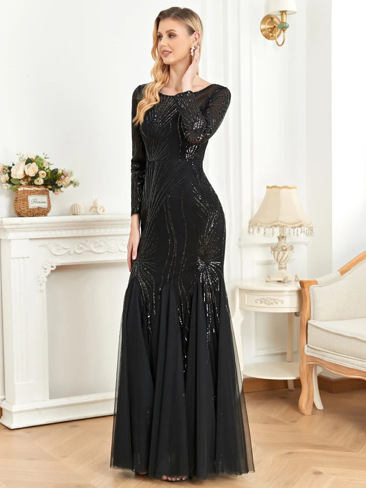 Luxe Sequin Tulle Mermaid Gown