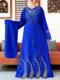 Diamond Chiffon Abaya – Elegant Hijab Dress with Long Sleeves