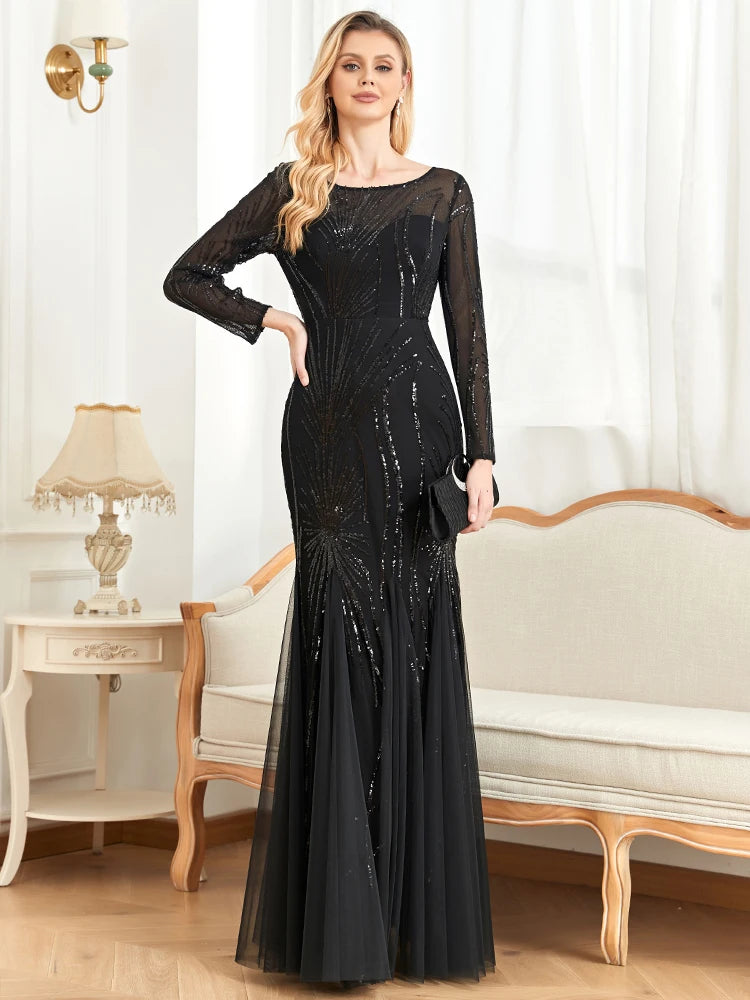 Luxe Sequin Tulle Mermaid Gown