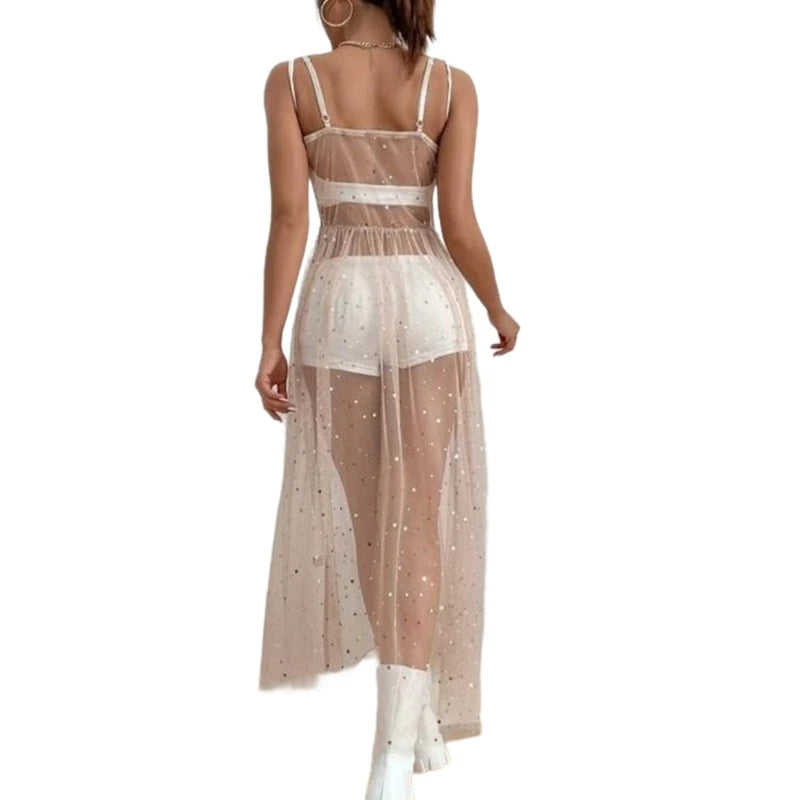 Star Sequin Mesh Cover-Up Dress
