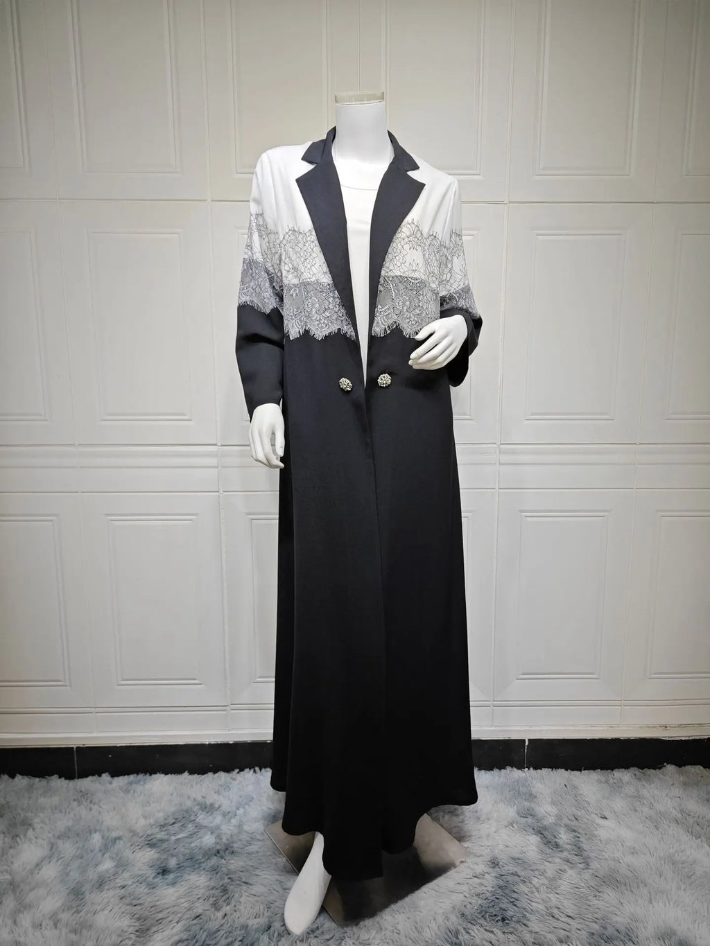 Lace Open Abaya With Scarf