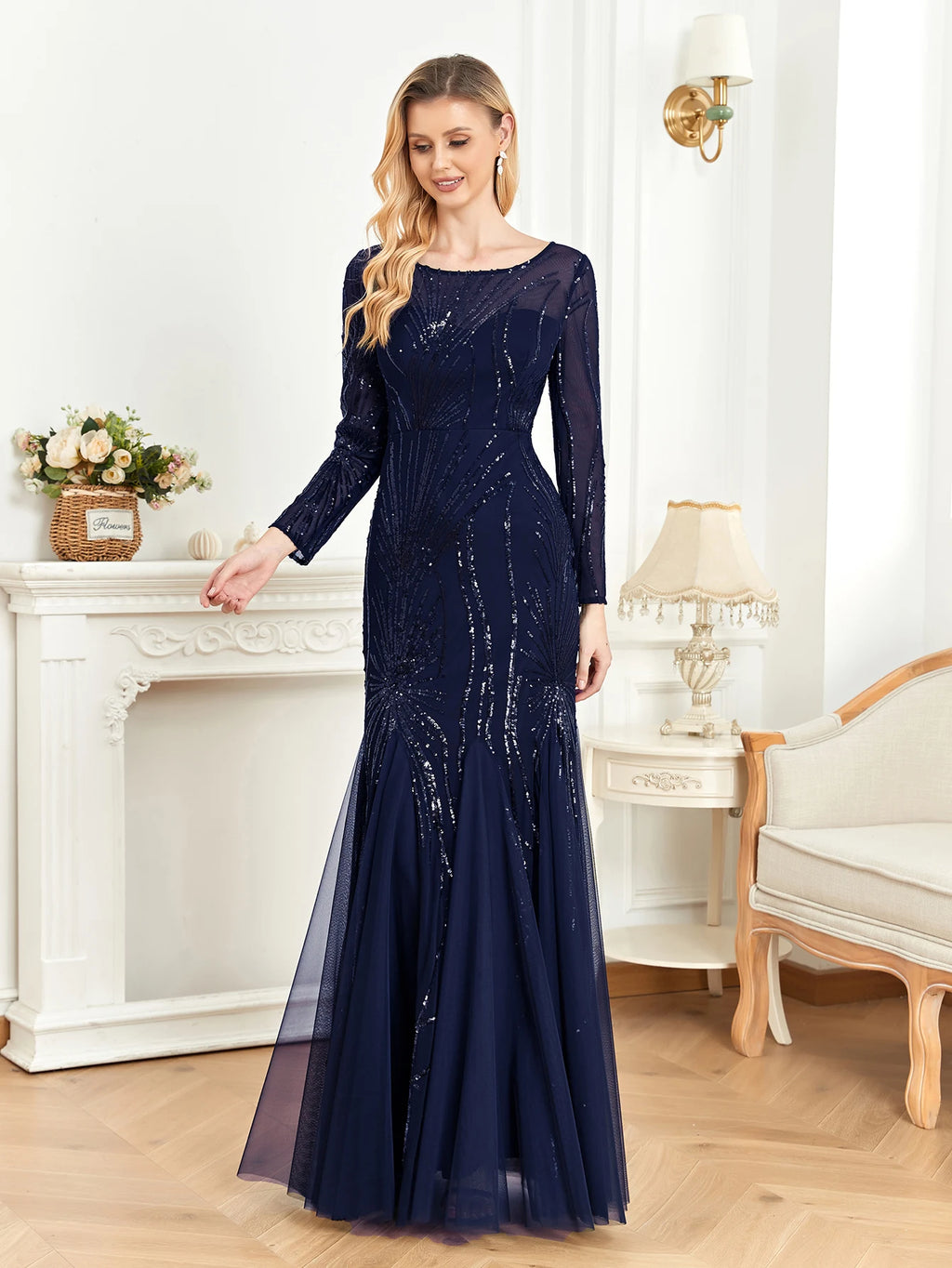 Luxe Sequin Tulle Mermaid Gown