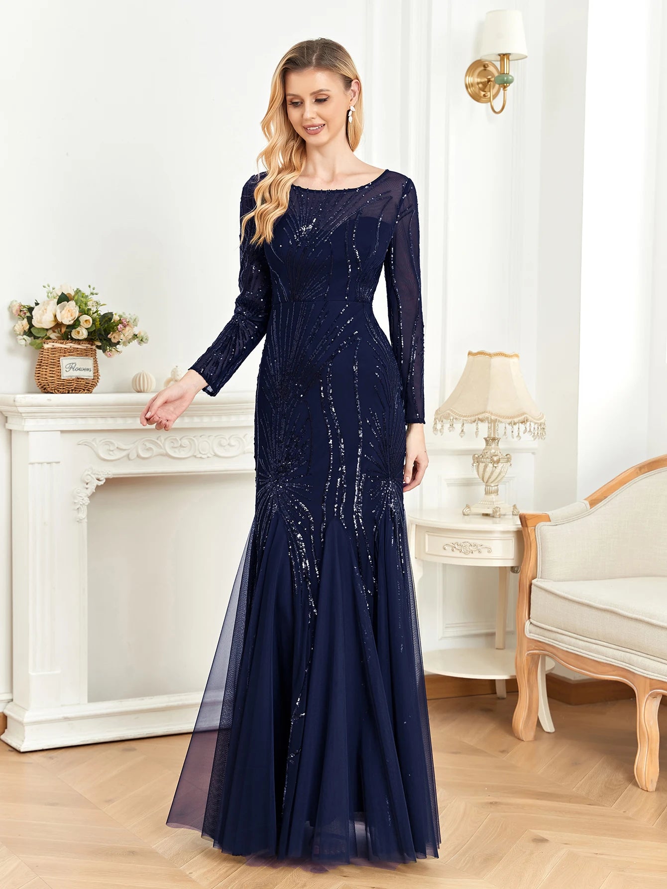 Luxe Sequin Tulle Mermaid Gown