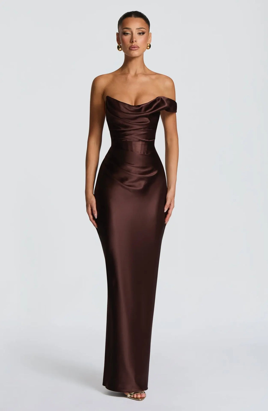 Elegant Satin One Shoulder Evening Dress – Backless Bodycon Gown