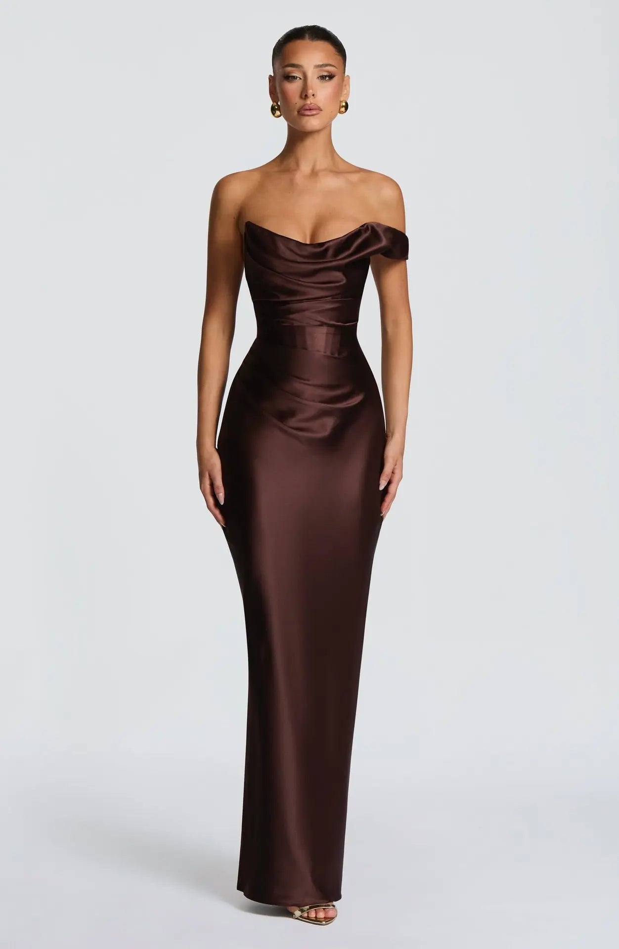 Elegant Satin One Shoulder Evening Dress – Backless Bodycon Gown
