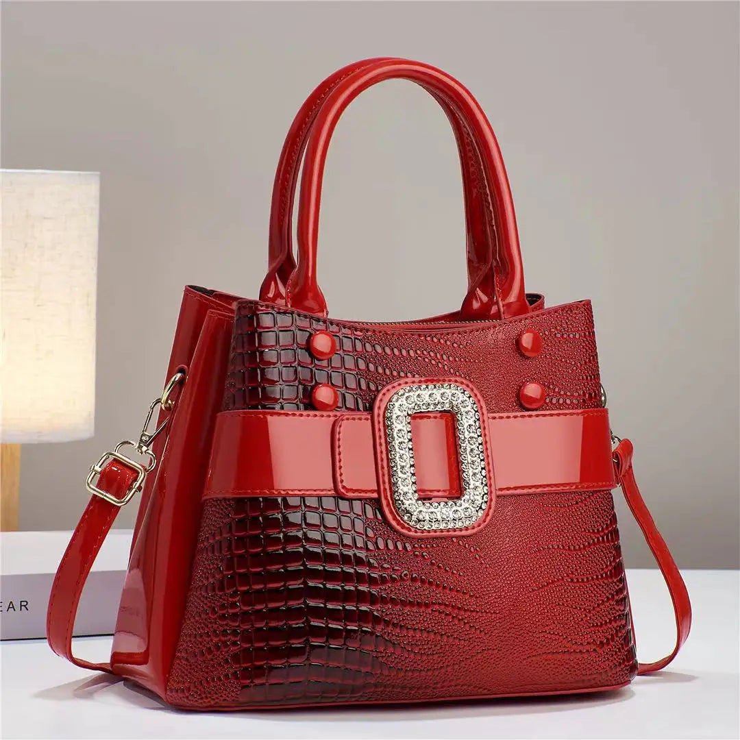 Luxury Croc Pattern Diamond Handbag