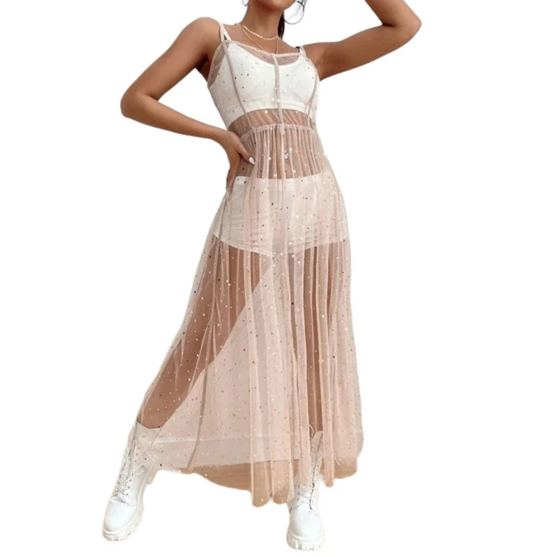 Star Sequin Mesh Cover-Up Dress