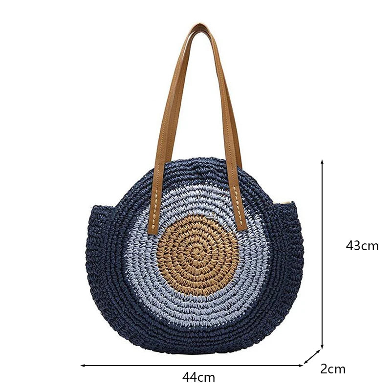 Boho Chic Round Straw Bag – Summer Vibes