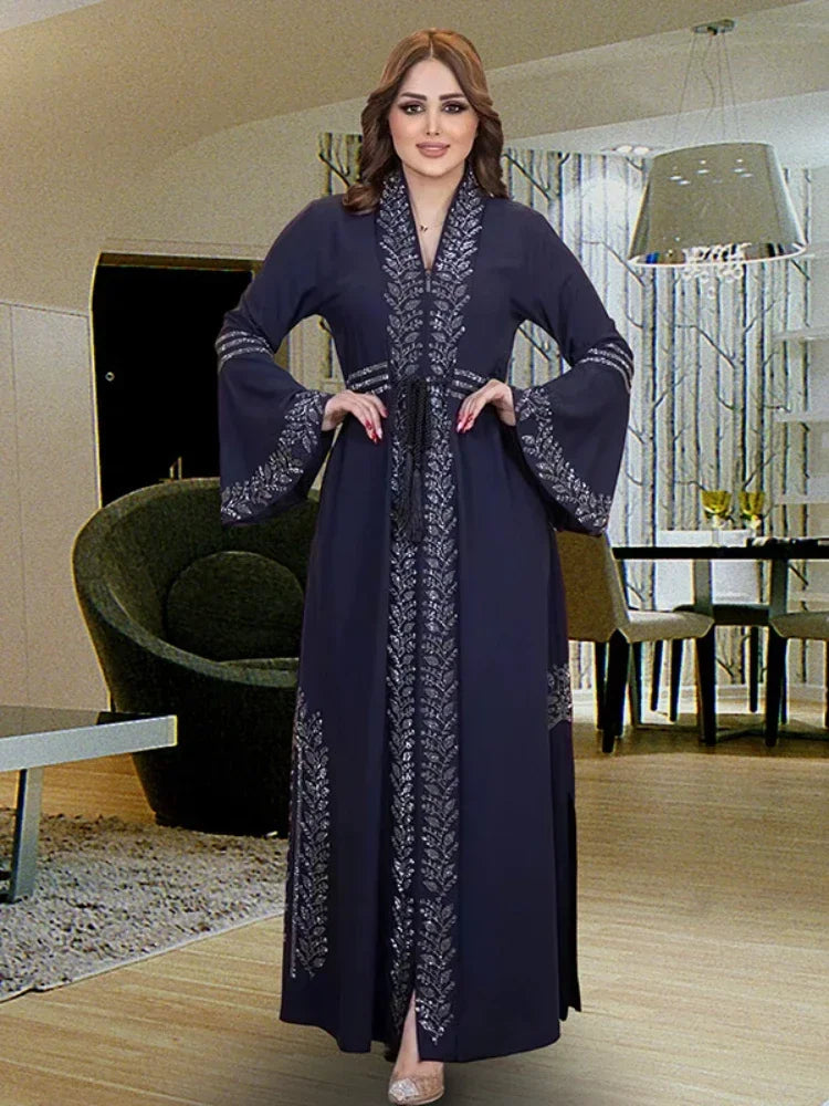 Flare Sleeve Belt Kaftan Abaya