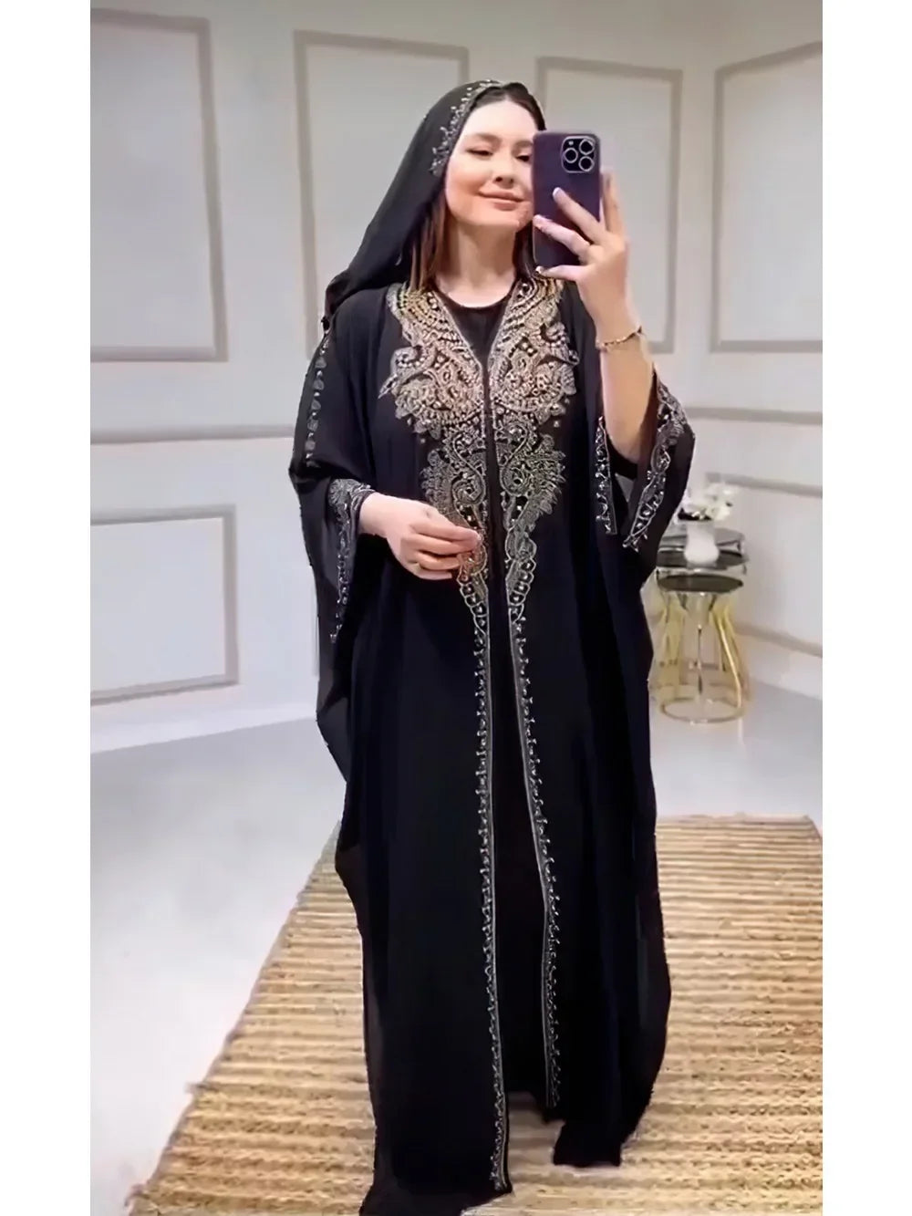 Hooded Diamond Abaya Set