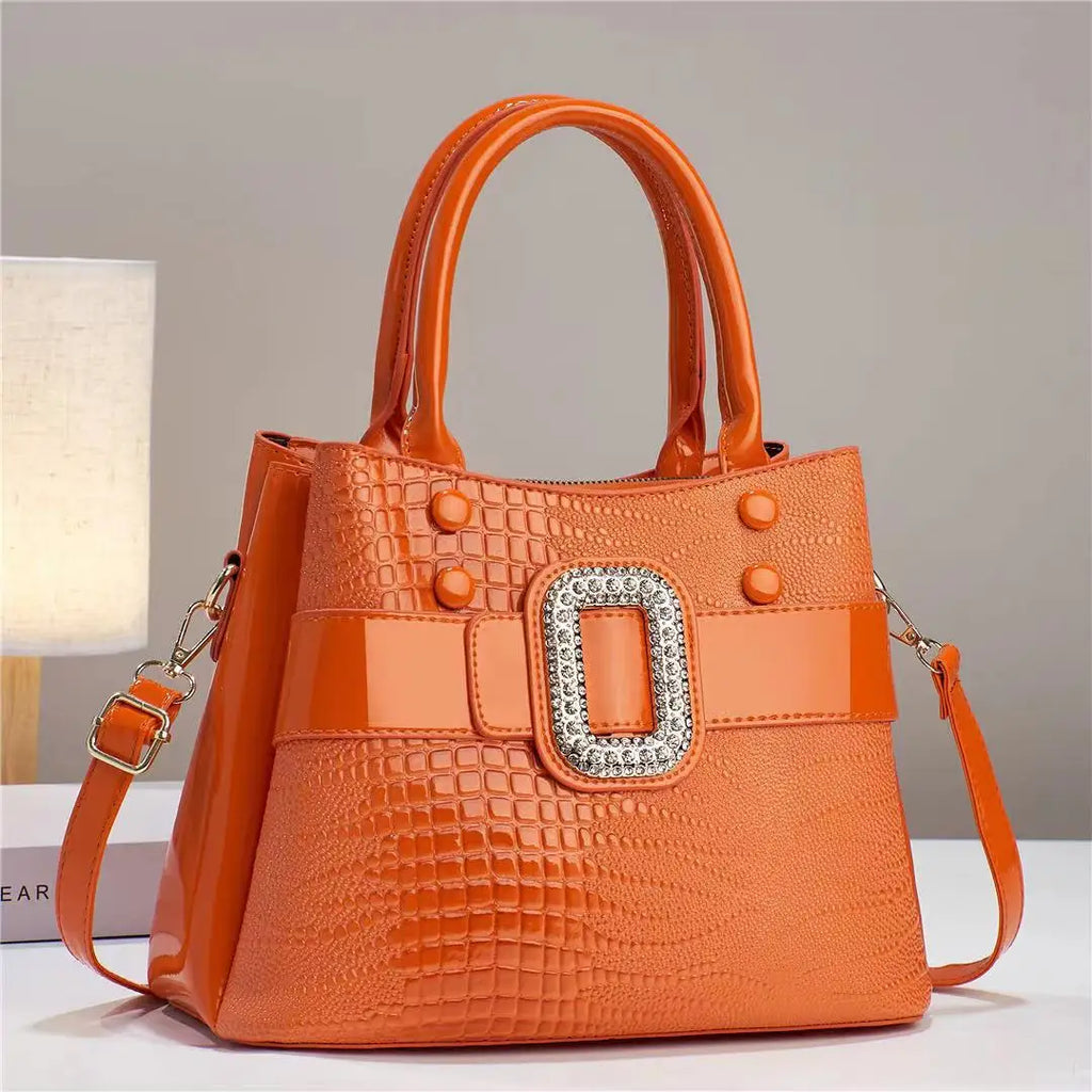 Luxury Croc Pattern Diamond Handbag