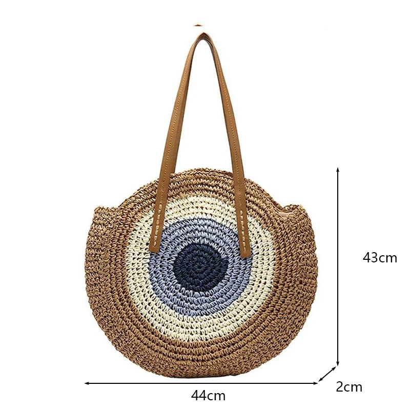 Boho Chic Round Straw Bag – Summer Vibes