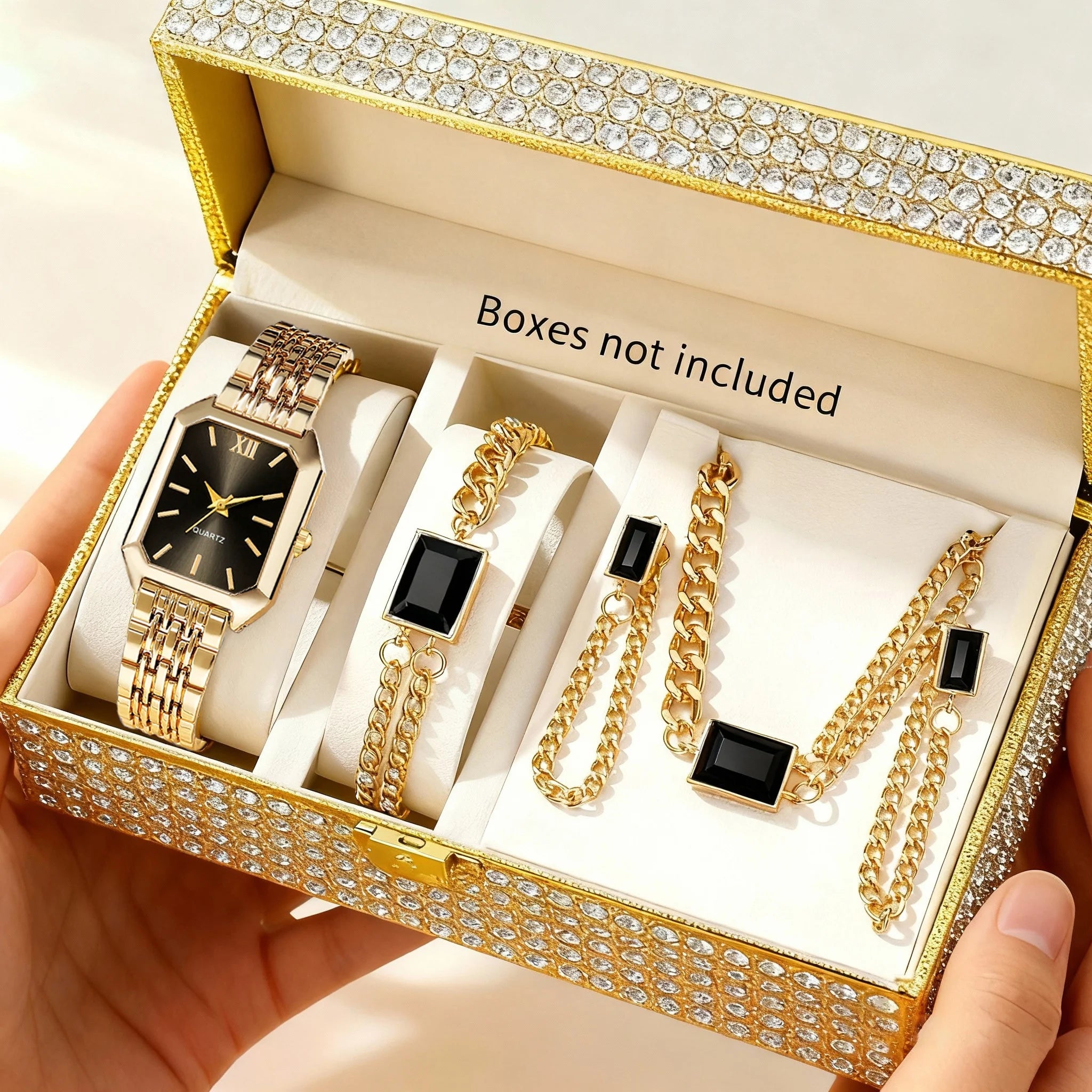 Trendora Elegant Watch & Jewelry Set — 5-Piece Luxury Collection