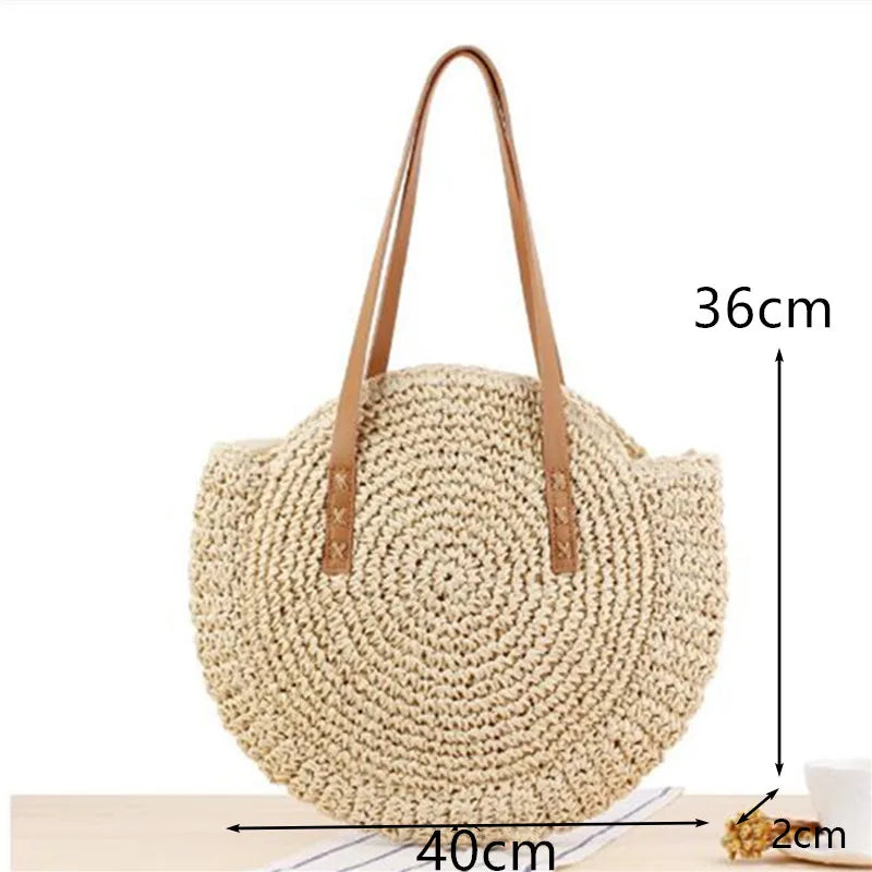 Boho Chic Round Straw Bag – Summer Vibes