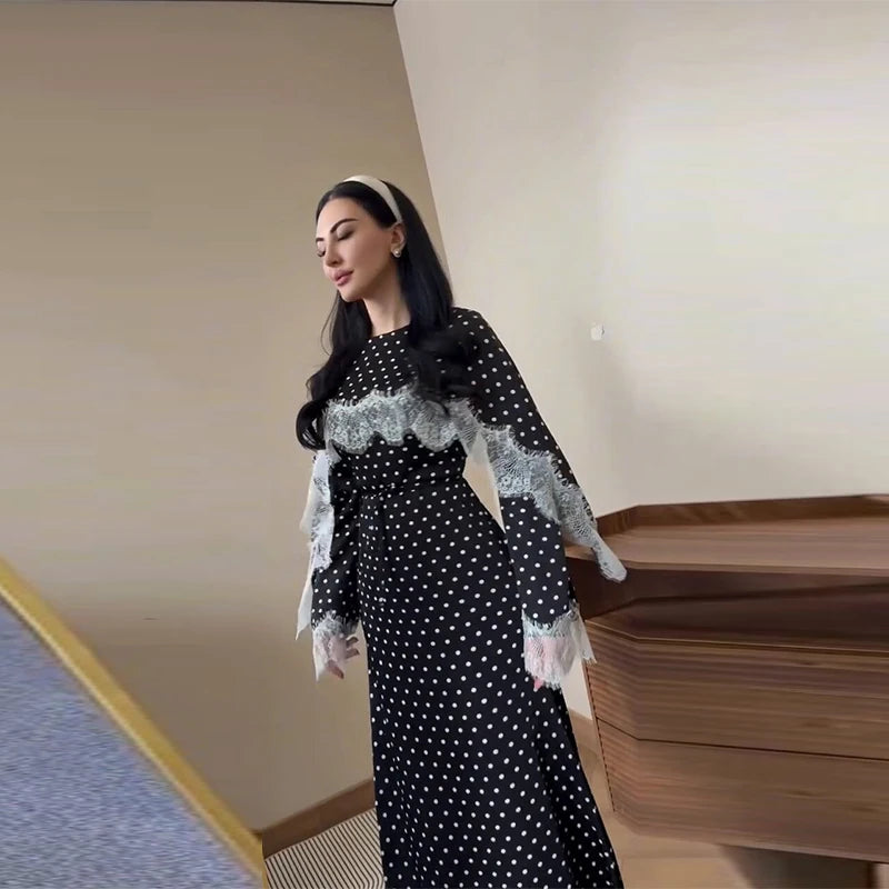 Élara Lace Cape Maxi Gown