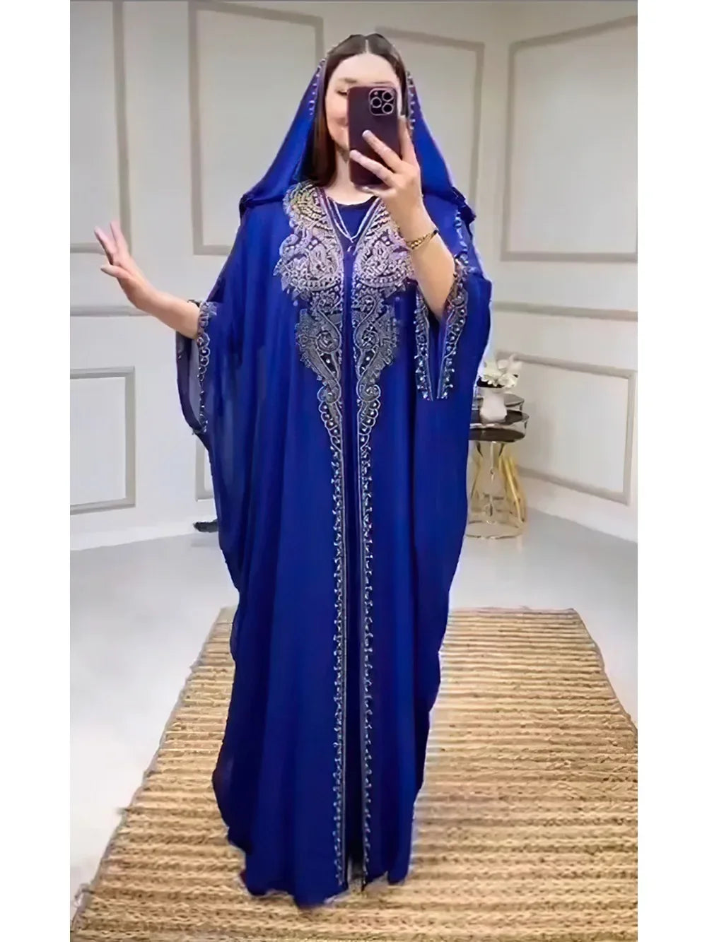 Hooded Diamond Abaya Set