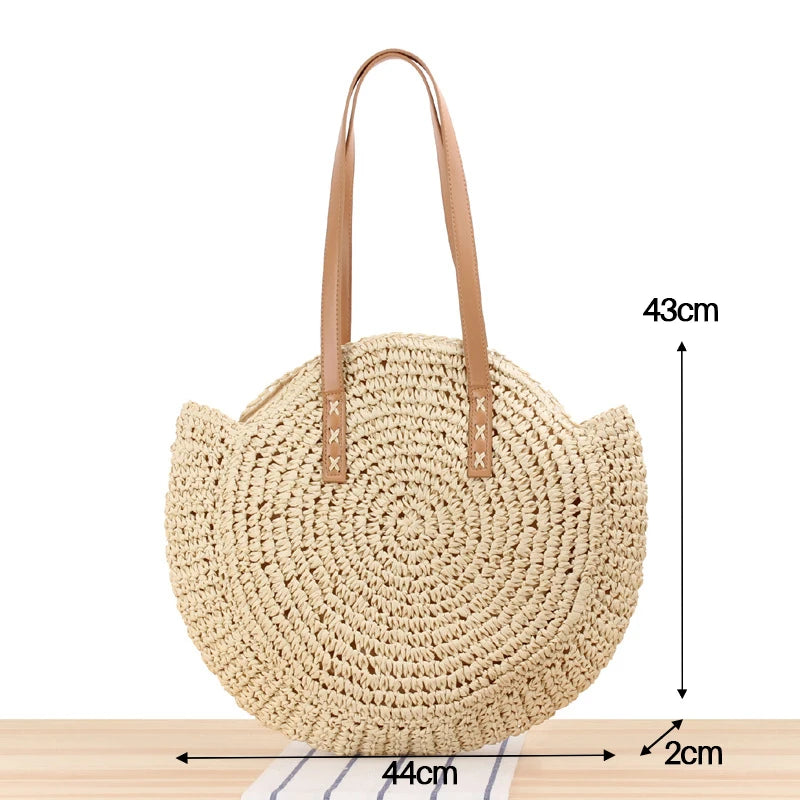 Boho Chic Round Straw Bag – Summer Vibes