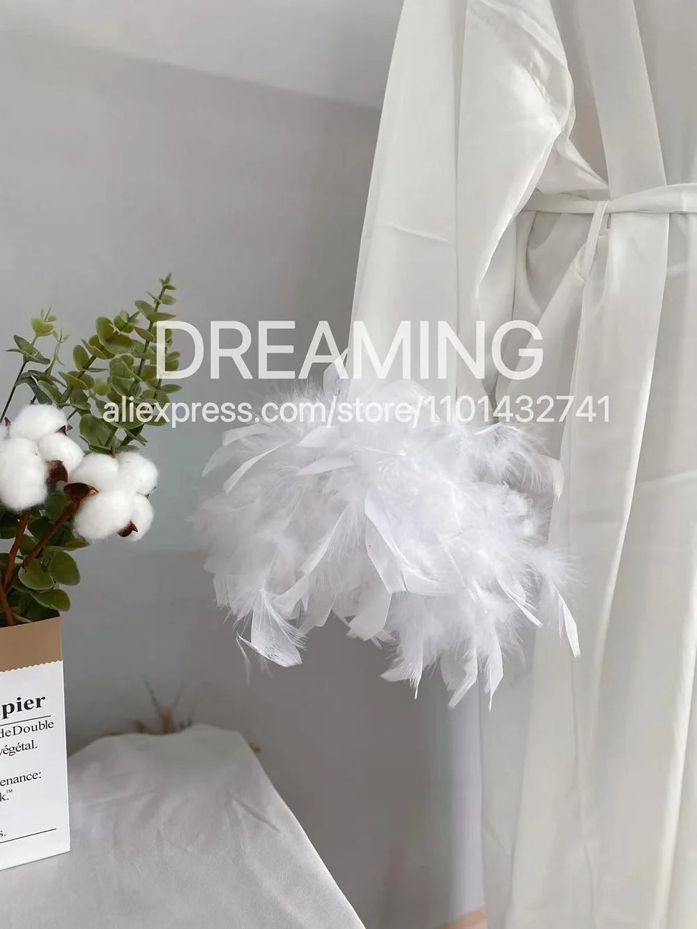 Luxe Feather Trim Bridal Robe