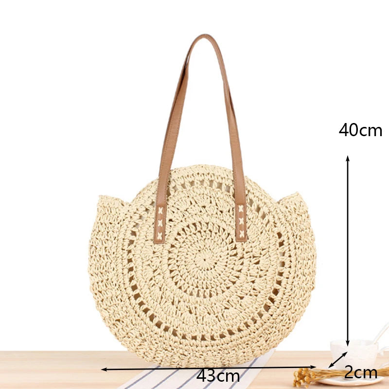 Boho Chic Round Straw Bag – Summer Vibes