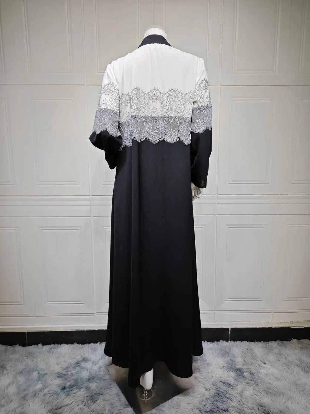 Lace Open Abaya With Scarf