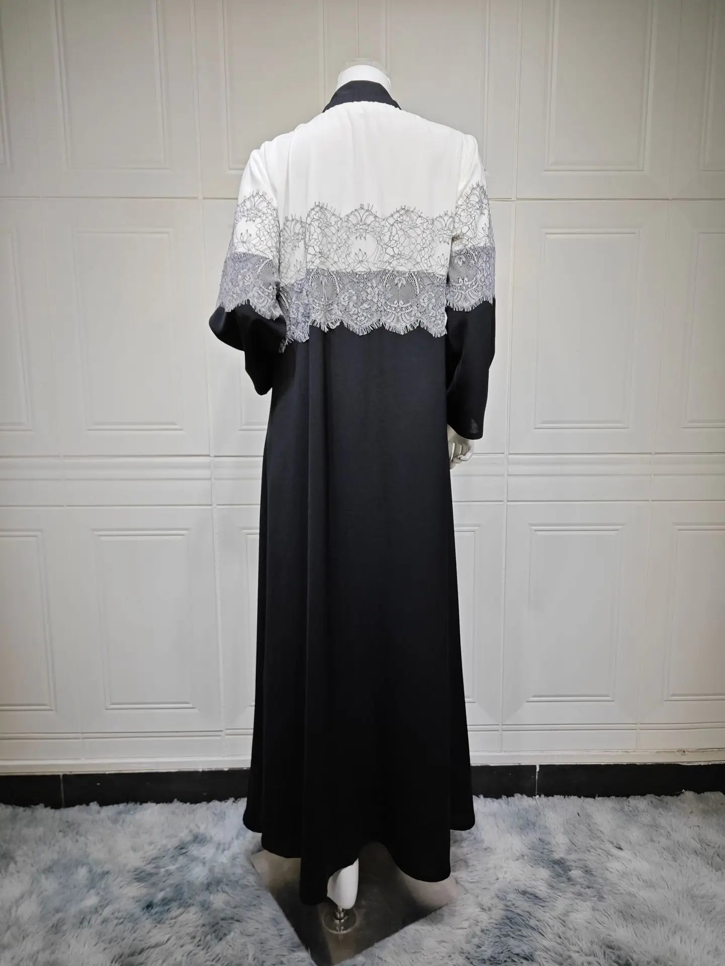 Lace Open Abaya With Scarf