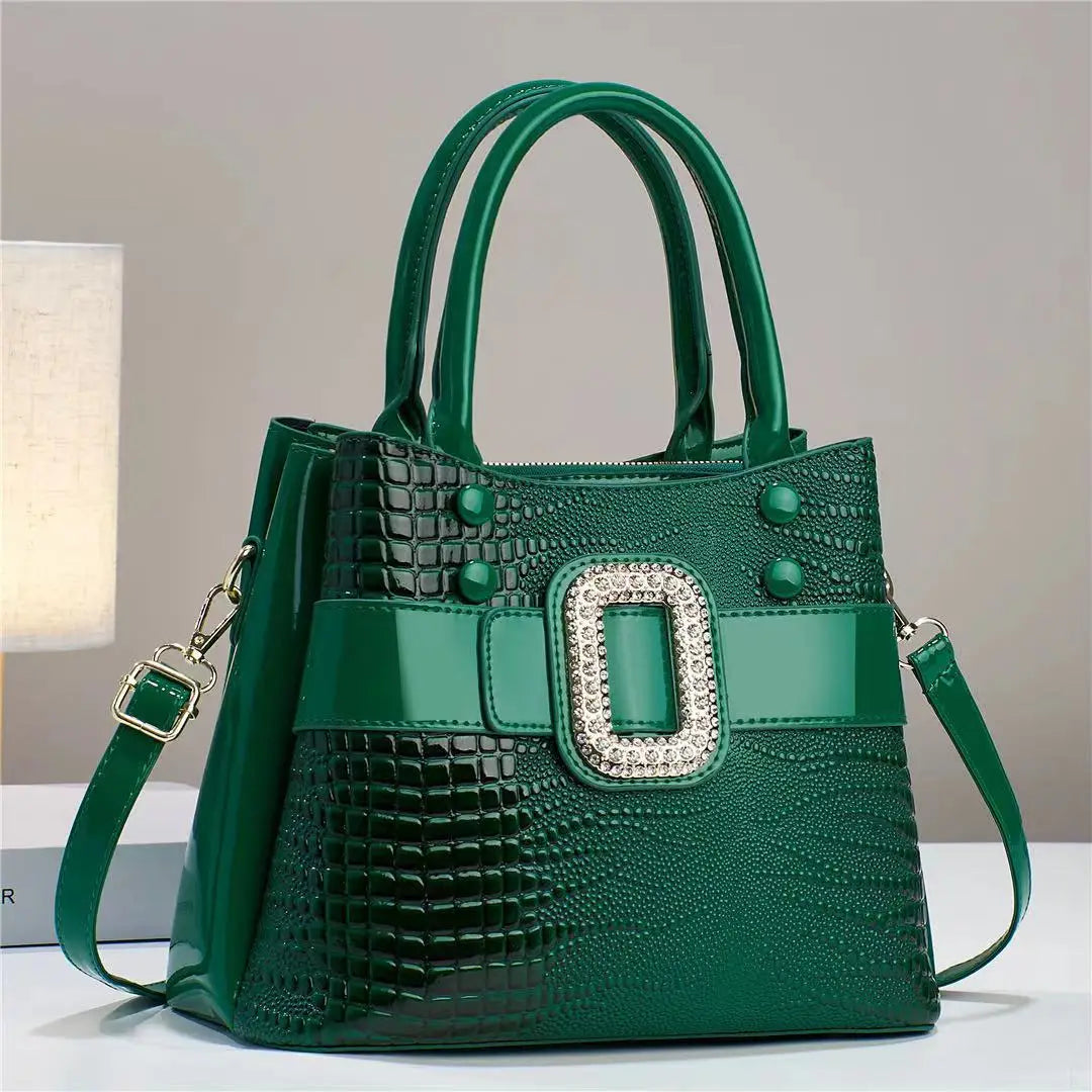 Luxury Croc Pattern Diamond Handbag