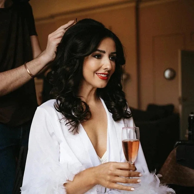 Luxe Feather Trim Bridal Robe