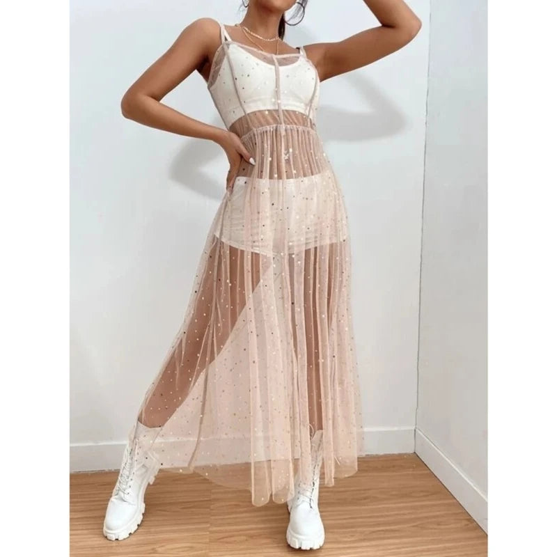 Star Sequin Mesh Cover-Up Dress