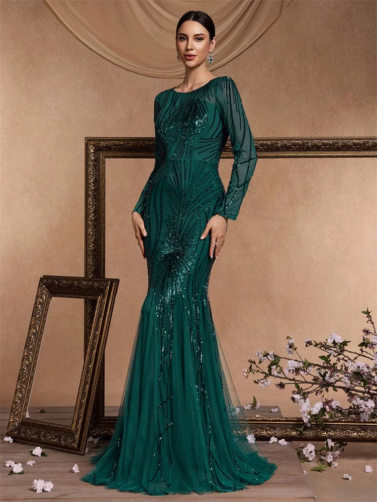 Luxe Sequin Tulle Mermaid Gown