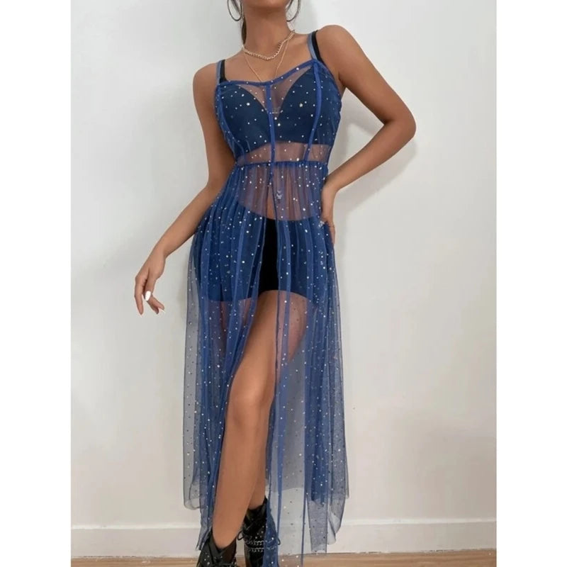 Star Sequin Mesh Cover-Up Dress