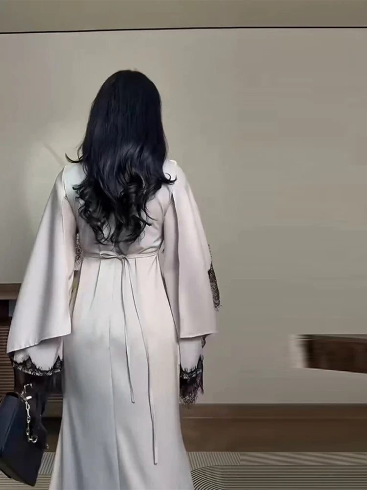 Élara Lace Cape Maxi Gown