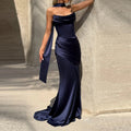 Women’s Strapless Satin Evening Gown – Backless Bodycon Party Dress